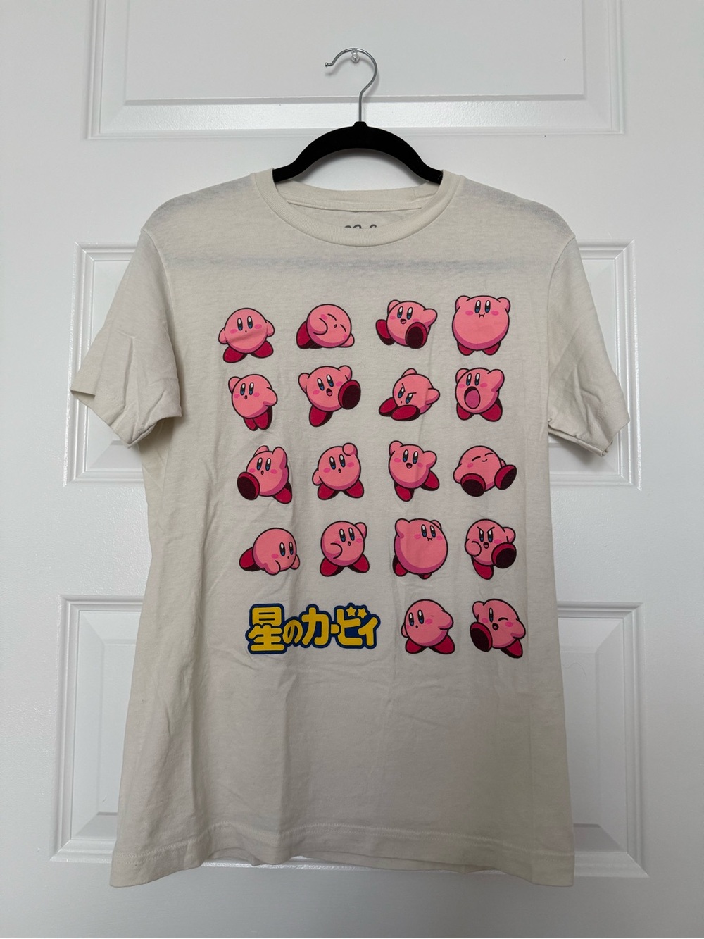 Kirby Character Grid Graphic Tee - Pink on Cream
